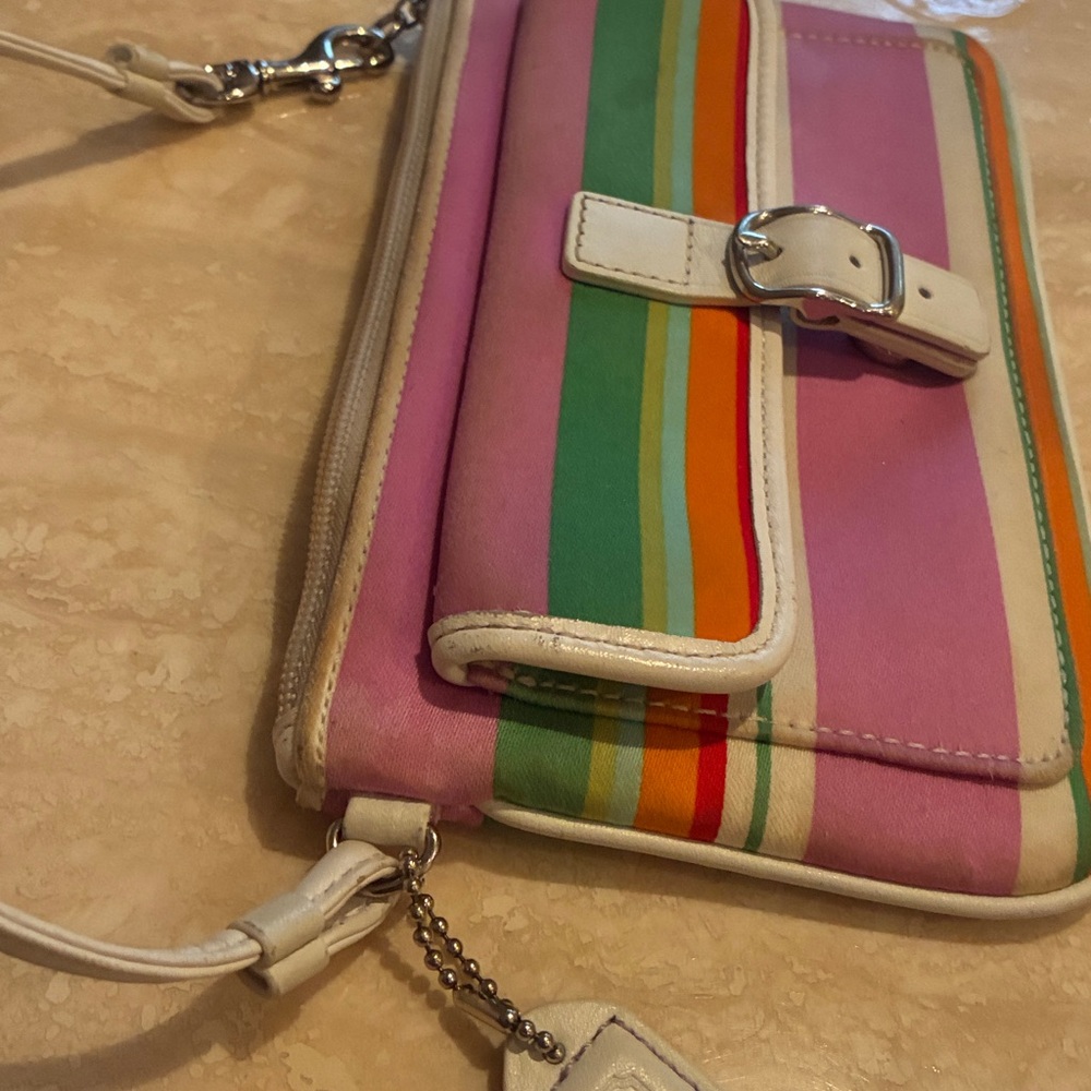 Coach Hampton Multicolor Stripe Wristlet - Picture 5 of 16